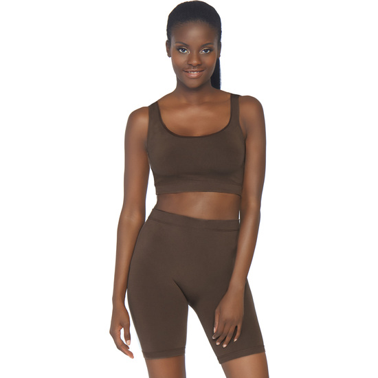 OPAQUE SUIT WITH CYCLING PANTS - CARAMEL