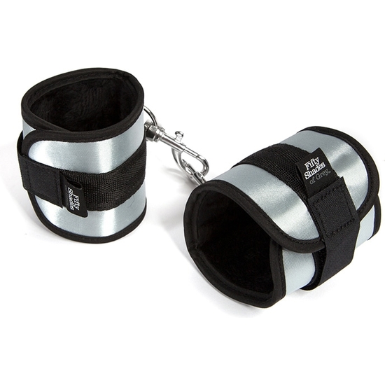 TOTALLY HIS SOFT HANDCUFFS - BLACK/SILVER