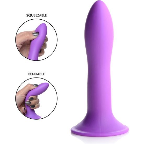 Squeezable Slender Silicone Dildo - Purple