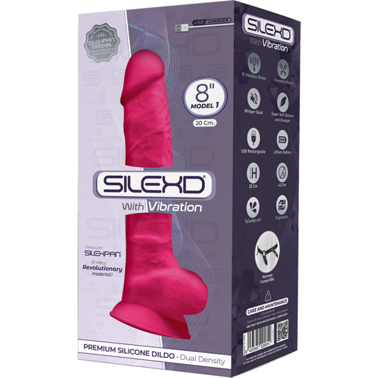 SILEXD MODEL 1 REALISTIC PENIS WITH VIBRATION 21.5CM - PINK
