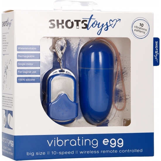VIBRATING EGG 10 SPEED LARGE BLUE REMOTE CONTROL