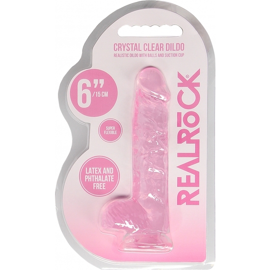 REALISTIC PENIS WITH TESTICLES 15 CM - PINK
