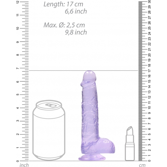REALISTIC PENIS WITH TESTICLES 15 CM - PURPLE