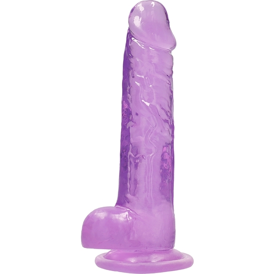 REALISTIC PENIS WITH TESTICLES 20 CM - PURPLE