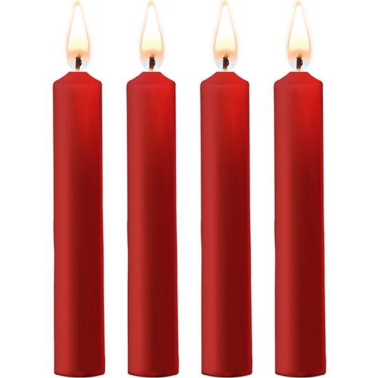 TEASING WAX CANDLES - PARAFFIN - 4-PACK - RED