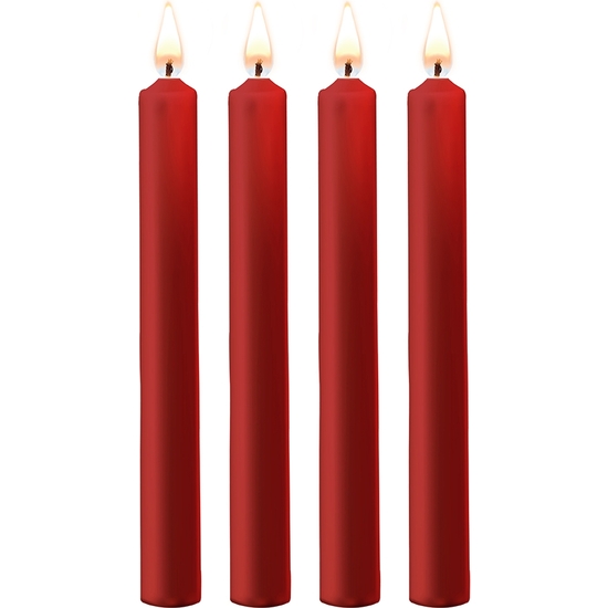 TEASING WAX LONG CANDLES - PARAFFIN - 4-PACK - RED