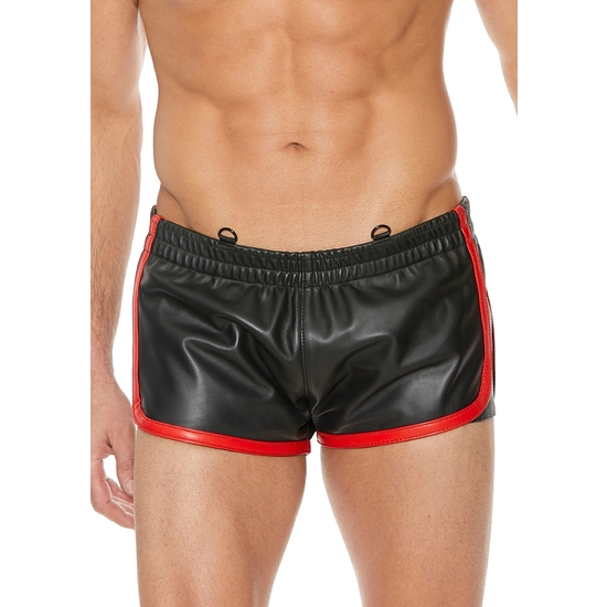 Versatile Leather Shorts - Black/red
