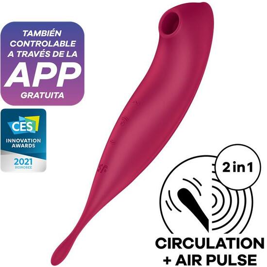 Satisfyer Twirling Pro+ Sucker And Vibrating Wand With App Connect - Pink