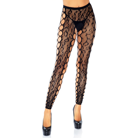 Leg Avenue Leopard Lace Without Feet Stockings