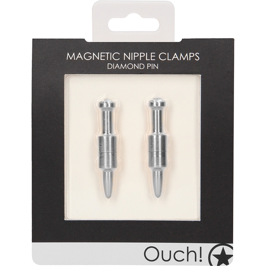 MAGNETIC NIPPLE CLAMPS - DIAMOND PIN - SILVER