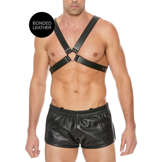 LARGE BUCKLE HARNESS FOR MEN - ONE SIZE - BLACK SHOTS