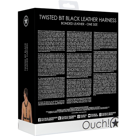 BLACK TWISTED BIT LEATHER HARNESS - ONE SIZE - BLACK