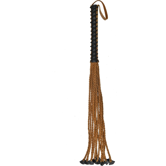 BRAIDED 22 TAILS WITH 12 HANDLE - ITALIAN LEATHER 86X4CM