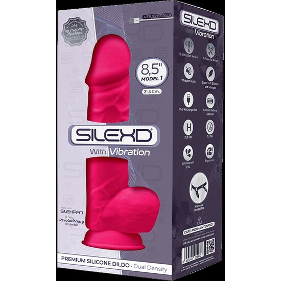 SILEXD MODEL 1 REALISTIC PENIS WITH VIBRATION 21.5x5.1 CM - PINK