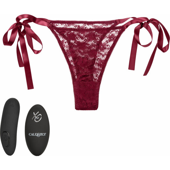 LACE THONG SET WITH REMOTE CONTROL - RED