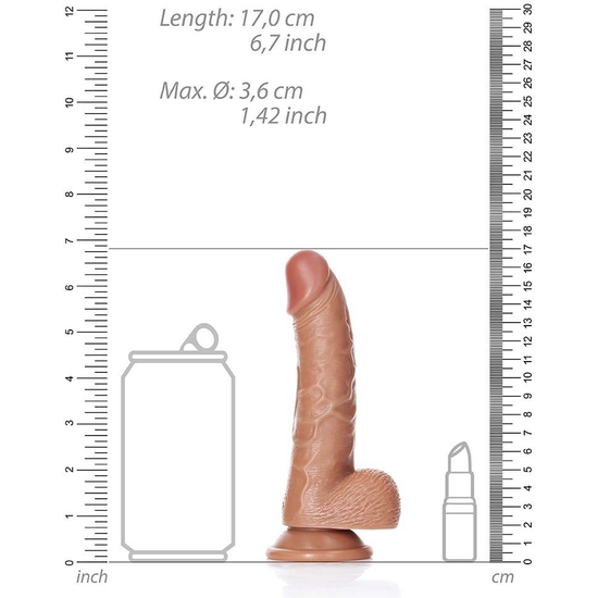 REALROCK - CURVED REALISTIC PENIS WITH TESTICLES AND SUCTION CUP - 6/ 15.5 CM