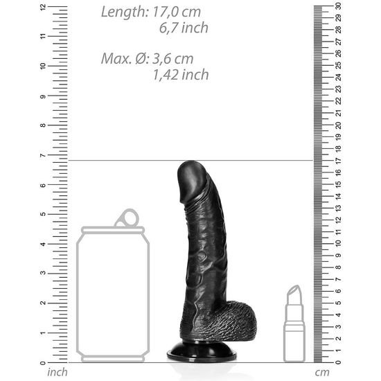 REALROCK - CURVED REALISTIC PENIS WITH TESTICLES AND SUCTION CUP - 6/ 15.5 CM