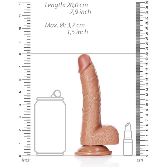REALROCK - CURVED REALISTIC PENIS WITH TESTICLES AND SUCTION CUP - 7/ 18 CM