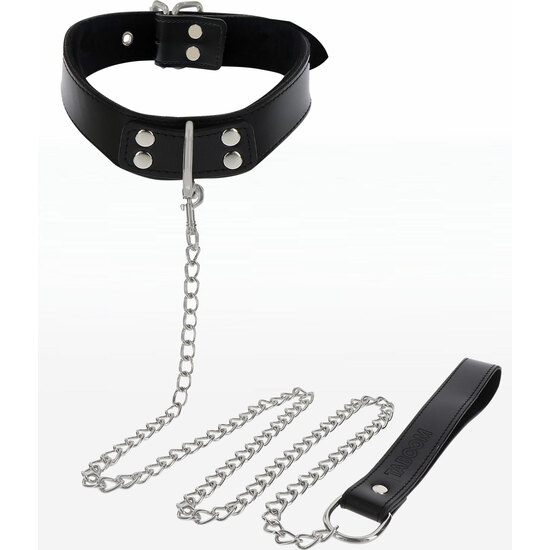 ELEGANT NECKLACE AND CHAIN LEASH - BLACK