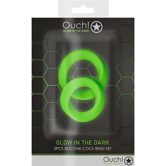OUCH! - 2 PCS PENIS RINGS - GLOW IN THE DARK