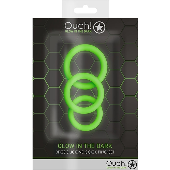 OUCH! - 3 PCS PENIS RINGS - GLOW IN THE DARK