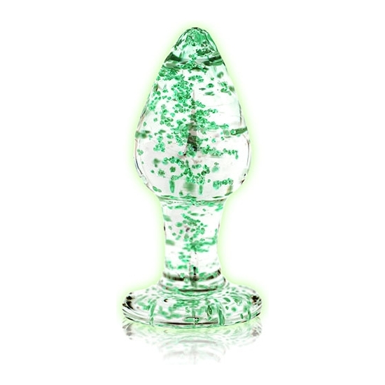 OUCH! - GLASS ANAL PLUG - GLOW IN THE DARK - SMALL SIZE