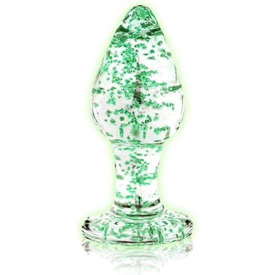 OUCH! - GLASS ANAL PLUG - GLOW IN THE DARK - MEDIUM SIZE
