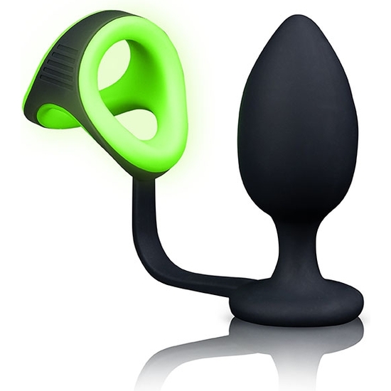 OUCH! - PENIS RING WITH ANAL PLUG - GLOW IN THE DARK