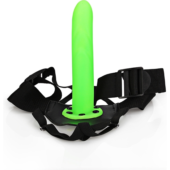 TEXTURED CURVED OUCH-STRAP-ON - 8/20 CM - GLOW IN THE DARK