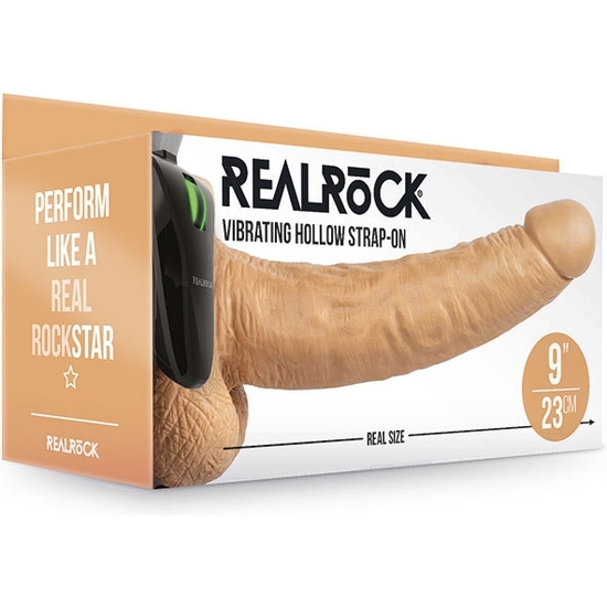 REALROCK-STRAP-ON VIBRATORY HOLLOW WITH TESTICLES - 9/ 23 CM