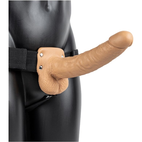 REALROCK-STRAP-ON VIBRATORY HOLLOW WITH TESTICLES - 9/ 23 CM