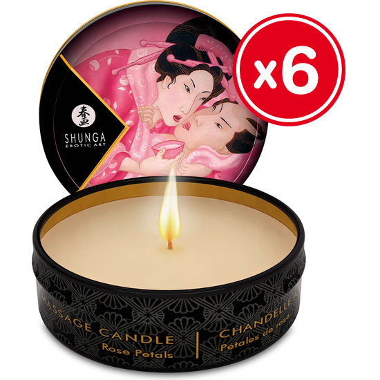 Shunga Rose Petals Massage Candle 6 X 30 Ml