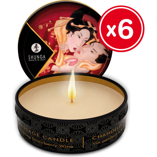 Shunga Strawberry Massage Candle 6 X 30 Ml