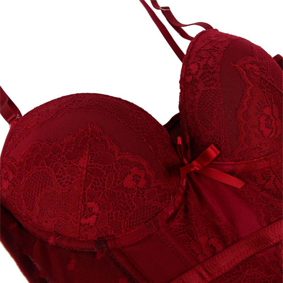 LUXURIOUS RED SATIN LACE CORSET