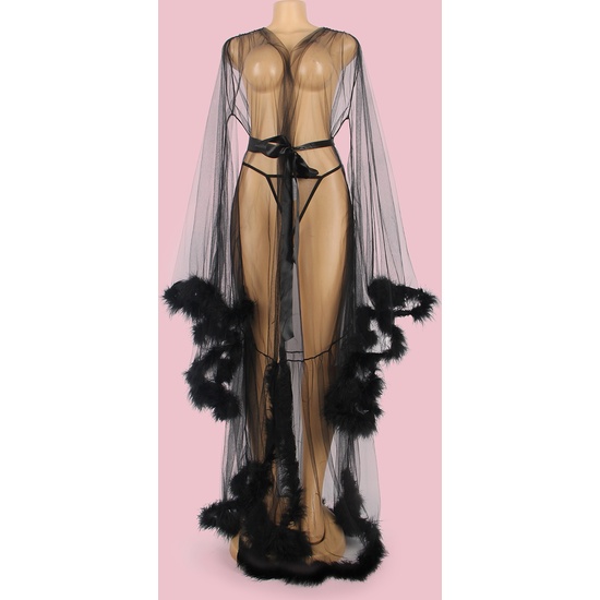 4XL-5XL FEATHER LINGERIE WITH LONG SLEEVES
