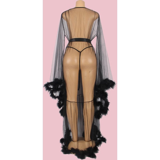 4XL-5XL FEATHER LINGERIE WITH LONG SLEEVES