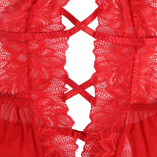 3XL ONE PIECE BODYSUIT WITH RED LACE