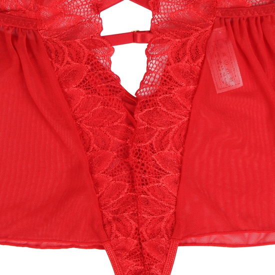 3XL ONE PIECE BODYSUIT WITH RED LACE