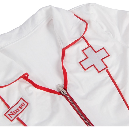 3XL SEXY ONE PIECE NURSE SUIT WITH ZIPPER DESIGN AND DECORATION