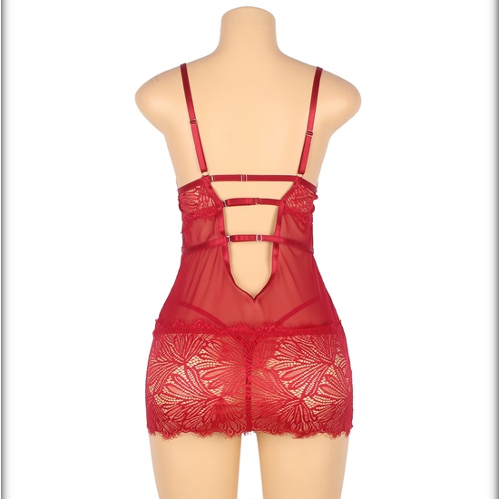 L-XL TIGHT LACE BABYSHIRT WITH ADJUSTABLE STRAPS IN WINE RED