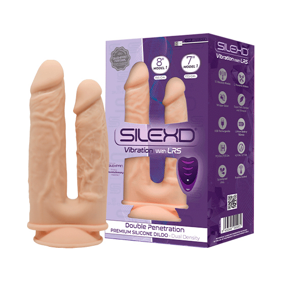 SILEXD - DOUBLE REALISTIC PENIS WITH VIBRATION MODEL 1 - 19.5CM