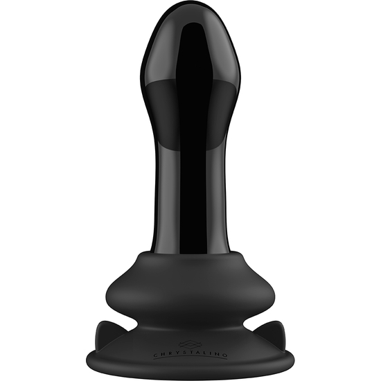 Pluggy - Glass Vibrator - With Suction Cup And Remote - Rechargeable - 10 Speeds - Black