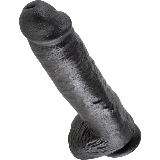 KING COCK REALISTIC PENIS WITH TESTICLES 28 CM BLACK