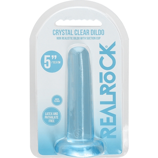 REALROCK - NON REALISTIC DILDO WITH SUCTION CUP - 5.3/ 13.5 CM - TRANSPARENT BLUE