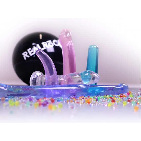 REALROCK - NON REALISTIC DILDO WITH SUCTION CUP - 5.3/ 13.5 CM - TRANSPARENT BLUE