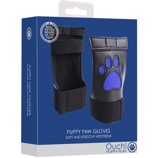 OUCH PUPPY PLAY - PUPPY PAW NEOPRENE GLOVES - BLUE