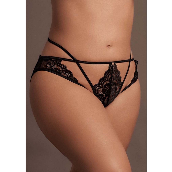 LE D SIR L NA - PANTIES WITH OPENINGS AND TRANSPARENCIES - BLACK