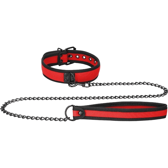 OUCH PUPPY PLAY - NEOPRENE NECKLACE WITH CHAIN - RED
