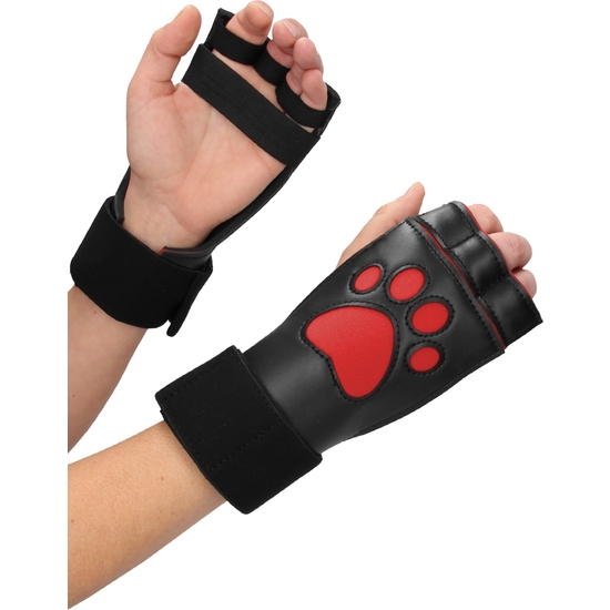 OUCH PUPPY PLAY - PUPPY PAW NEOPRENE GLOVES - RED