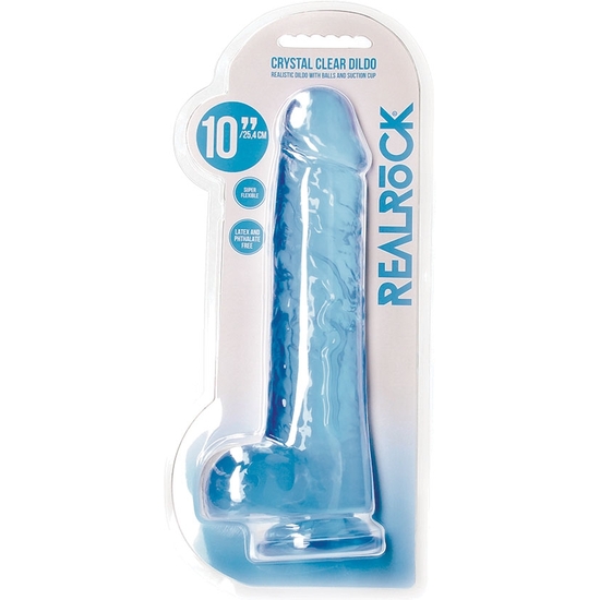 REALROCK - REALISTIC JELLY EFFECT DILDO WITH TESTICLES - 10 - BLUE